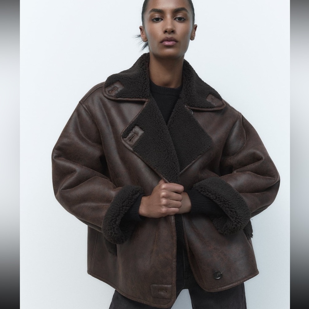 Zara Faux shearling lined jacket